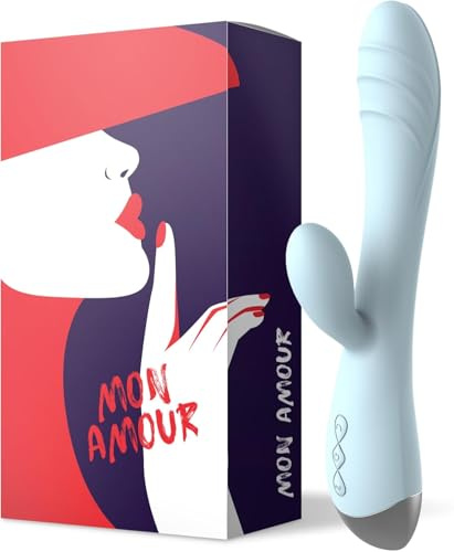 Mon Amour - Vibromasseur Rabit Lapin pour Femme Bleu Clair - 10 Modes de Vibration Intense - Silicone Hypoallergénique - Plaisir Ergonomique - Rechargeable USB - Stimulation Personnalisée