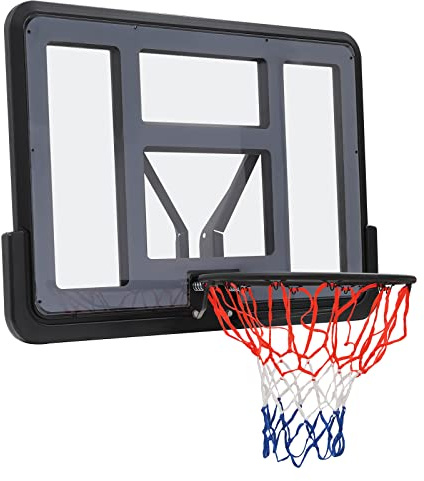Basketball Backboard and Rim Combo, Indoor Outdoor Pole Mount Basket Ball Hoop with Adjustable Basket Ball Goal PET Backboard, Wall Mounted Basketball Rack & Mounting Bracket Hoop,Over-The-Door Hoops