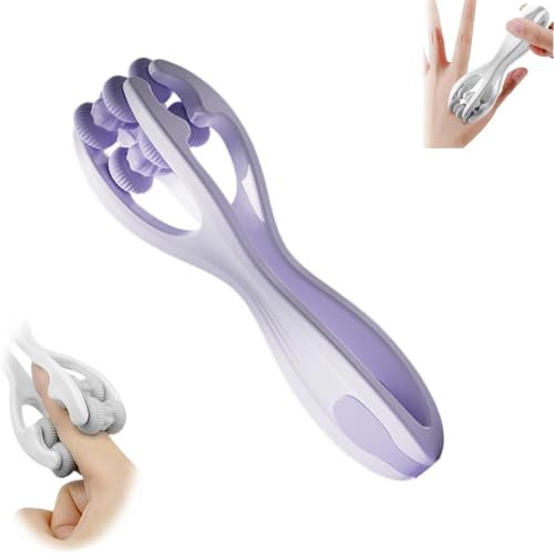 Handmassagegerät Fingermassagegerät Für Erwachsene Doppelseitiger Massageroller Silikon-Massagerolle Fingerflow Arthrose Tiefer Gewebekomfort, Rollmassagege(Lila)