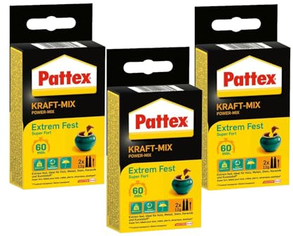 Pattex Kraft-Mix Extrem Fest – 3x 12g | 2K-Kleber im Blister für extrem starke Klebeverbindungen, ideal für Metall, Stein, Holz & mehr