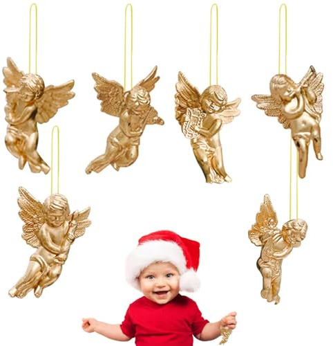 Ángel de Navidad | Colgante de fiesta de Navidad dorado o plateado - Colgante decorativo para el interior del hogar, patio, al aire libre, césped, vacaciones, pasillo, festival, dormitorio, fiesta