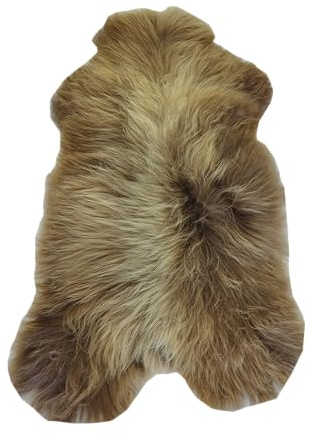 FURRYMAN Island Pelle di pecora marrone, vera pelliccia naturale, a pelo lungo, ca. 120 x 65 cm, morbida pelliccia di agnello come tappeto o pelliccia decorativa