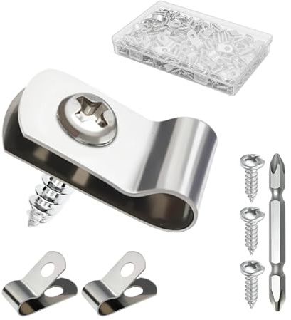 ZKAILCF Attache Grillage Fixation pour Clôture Clips Grillage Rigide 4mm | Lot De 50 Clips En Forme De U Inox 304 Avec Vis Pinces Pour Fil De Fer Attache Clôture Agricole Sur Bois Vinyle Ou Métal