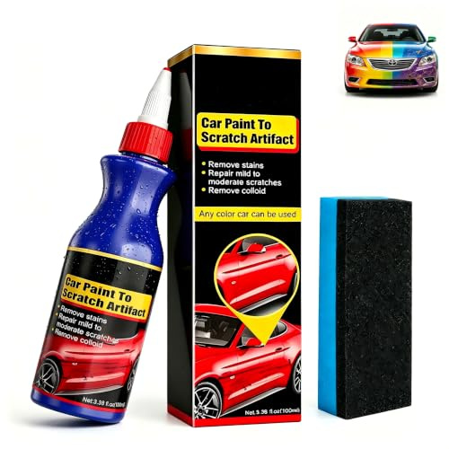 Quita Arañazos Coche 100 ml con Esponja, Kit Car Scratch Remover de Pulido Manual para Microarañazos, Líneas Finas y Roces en Carrocería, Puertas y Carcasas de Retrovisores