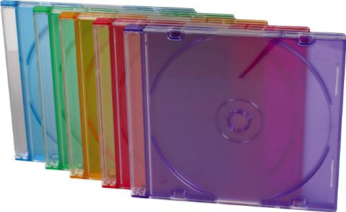 CD/DVD-Hülle für CDs und DVDs, mehrfarbig, aus Kunststoff, dünnes Jewelcase, 10 Stück