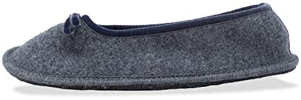 Le Clare Alice - Pantofola Invernale Donna Modello Ballerina in Lana Cotta con Passamanerie Tono su Tono - Colore Grigio - Taglia 39