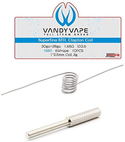 VandyVape Coils Lot de 10 bobines de fil d'enroulement Vandy Vape, Ni80 Nichrome, KA1 Kanthal, SS316L en acier inoxydable MTL RBA (Nr.09 - MTL Clapton - 1,65Ω)