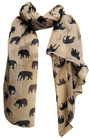 Skäm bort dig själv nu elefant djurtryck damhalsduk bra present/present. ljusgrå med blå 100cm X 185cm