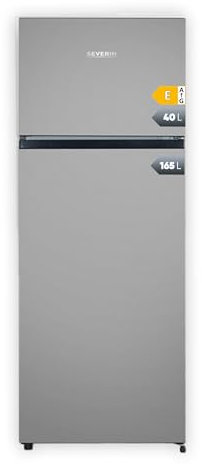 SEVERIN Réfrigérateur congélateur double porte, Pose libre, Longueur 55 cm, 206 litres, Classe E, Veggibox incluse, DT 8761