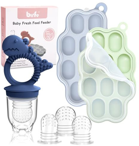 Babynahrungs-Aufbewahrungsbehälter mit Fruchtsauger Baby,btrfe Baby-Fruchtzufuhr-Schnuller Muttermilch Zahnen Popsicle Form Hausgemachte Babynahrung Einfrieren Behälte für selbstfütternde,Blau
