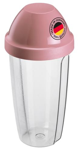 Westmark recipiente/shaker con disco mezclador extraíble, capacidad: 0,5 l, altura: 18,7 cm, plástico, sin BPA, Maxi, transparente/rosa, 3090227P