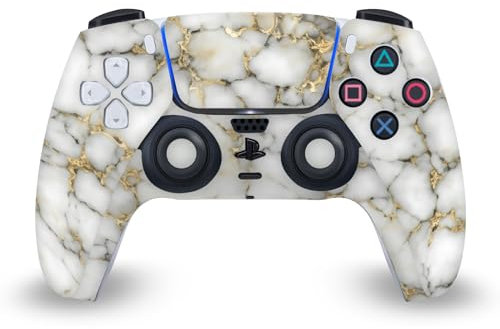 Head Case Designs White and Gold Marble Vinyl Faceplate Sticker Gaming Skin Decal Cover Compatible With Sony PlayStation 5 PS5 DualSense Controller