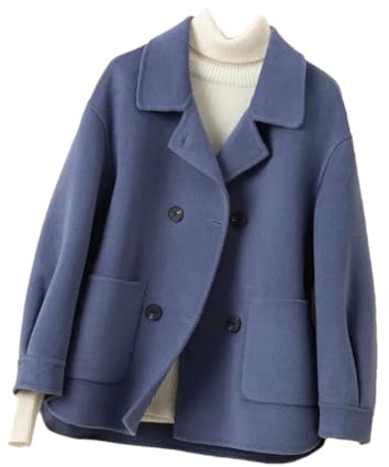 Pegsmio Manteau En Laine Pour Femme Veste Courte Printemps Coréen Vêtements D'extérieur En Cachemire Des Deux Côtés Vêtements De Cardigan Automne Et Hiver