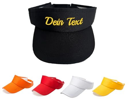 MIMAYIN Personalisierte Visor Cap mit Wunschtext Individueller Text Verstellbare Reine Farbe Baseballhut Kappe Visier Hut für Herren Damen (Baumwolle, Black)