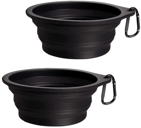 OOYES 2 Pack Dog Collapsible Bowl,Pet Silicone Food Bowl Small,Collapsible Dog Bowls,Travel Dog Bowl,34oz Portable Water Bowl for Dogs,Foldable Dog Bowl,Cat Travel Food Bowls Easy to Carry, Save Space