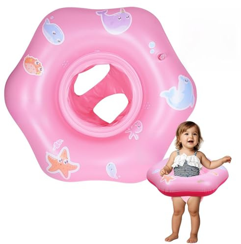 GOHHME Salvagente Gonfiabile per Bambini Galleggiante Portatile Neonati Salvagente Neonato Piscina Salvagente per Bambini Doppia Valvola di Gonfiaggio Anelli interni ed esterni per bambini Rosa