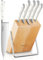 D.Perlla Juego de Cuchillos de Cocina con Bloque Profesional 6 piezas, Ultrafilo de Acero Inoxidable Alemán Mango Ergonómico,Blanco