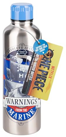 Paladone, Borraccia in acciaio inox con tappo a vite della Marina di One Piece, 500 ml, con licenza ufficiale, per appassionati di anime, prodotto cultura pop