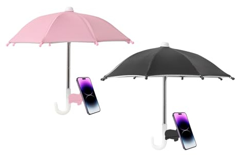 Maobeez 2Pcs Phone Umbrella for Sun with Piggy Suction Cup, Universal Adjustable Phone Umbrella Sun Shade, Multifunctional Phones Umbrellas Holder for Outdoor Photography, Cycling, Motorcycling