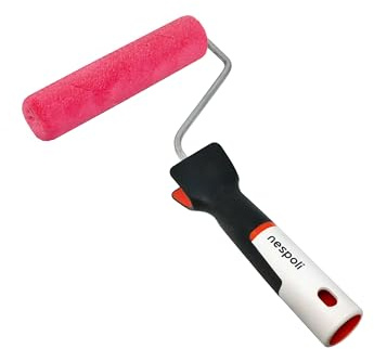 Nespoli - Mini Rullo per Pittura 15cm Trattato al Teflon Surface Protector, Rullo Pittura Oggetti e Fai da Te per Smalti Acqua e Solvente, Manico Ergonomico Soft Touch - Rilascio Vernice Efficiente