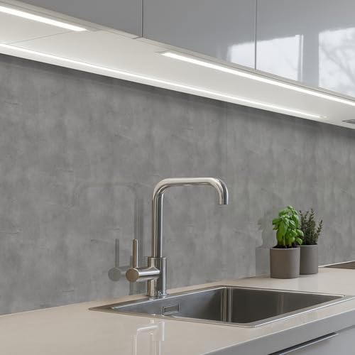 KitchenYeah© Paraschizzi Cucina Adesivo 60x250 cm Pannello Parete Paraspruzzi per Piano Cottura Calcestruzzo - Texture - Pattern