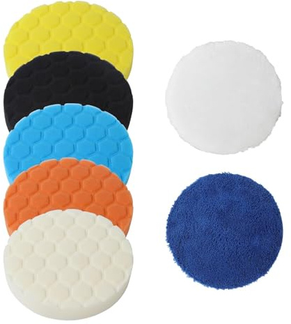 Lansls 7 Pièces Kit Polissage Voiture, 150mm Pad Épissage, Éponge De Polissage Auto, Pour Le Polissage Autos, Motorräder, Glass, Stone, Woodzböden, Ceramic