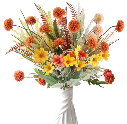 CYIOU 9 Pezzi Fiori Secchi Artificiali DIY Bouquet Fiori Finti da Esterno Interno Fiorellini per Decorazioni Cimitero Bomboniere Matrimoni Feste Composizione Floreale