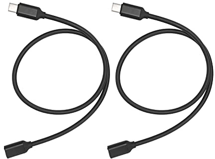 Generic Câble D'extension Mâle à Femelle de Type C, Connecteur d'alimentation PD, Forte Performance pour Divers Appareils, Noir, 2 Pièces (0,5 m / 1,6 pi)