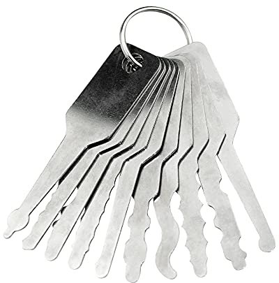 Lockpicking-Set für Sicherheitsschlösser/Drehscheibenschlösser, Edelstahl, Verschluss-Werkzeug-Bauschlosser-Werkzeug für Hausverschluß (10 pcs)