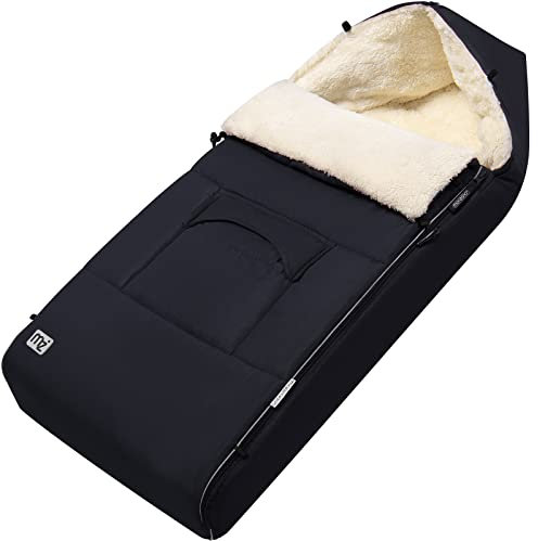 MONZANA® Fußsack für Kinderwagen Baby Winter mit Reflektoren Reißverschluss Buggy Waschbar Babyschale Schlafsack Babydecke Kuschelig Dunkelblau
