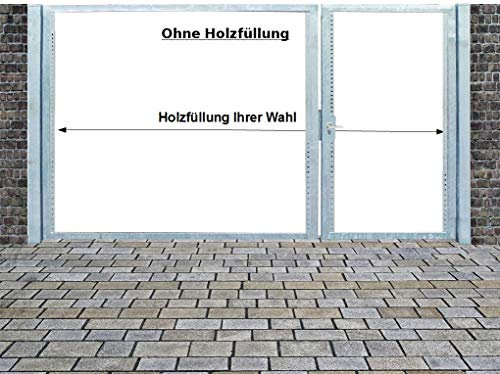 Einfahrtstor Qas Tor Holztor Gartentor Hoftor Verzinkt mit Pfosten Ohne Holzfüllung 2-flügelig 450cm x 160cm