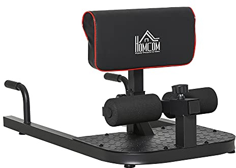 HOMCOM Squat Machine with Push Up Stand, Padded Hip Thrust Bench with Adjustable Cushion for Home Gym Work Out, Black