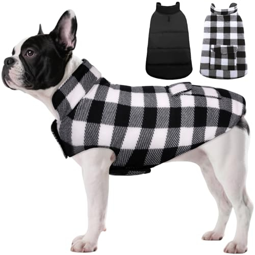 ASENKU Cappotto Cane Impermeabili Invernale, Cappottino Cane Reversibile Antivento Freddo, Calda Giacca per Cani Taglia Piccola S, Gilet per Cani con Fodera in Lana Protegge Dal Freddo