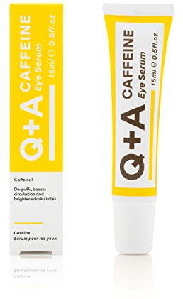 Q+A Caffeine Eye Serum (15ml), Brightening Eye Serum, 99.9% Natural Caffeine Eye Treatment for Dark Circles, Puffiness & Fine Lines, with Green Tea & Pomegranate Antioxidants, Anti Aging Skincare