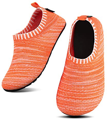SAGUARO Niños Zapatillas de Estar por Casa Niña Pantuflas Bebé Slipper Niño Zapatos de Interior Infantiles Antideslizantes Ligeras Tejido Volante Naranja 34/35 EU