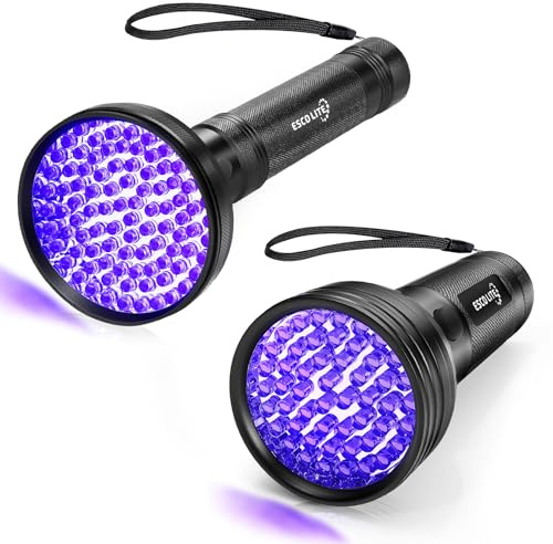 ESCO LITE Escolite UV Flashlight Black Light, 51 and 100 LED 395 nM Ultraviolet Blacklight Detector for Dog Urine, Pet Stains and Bed Bug