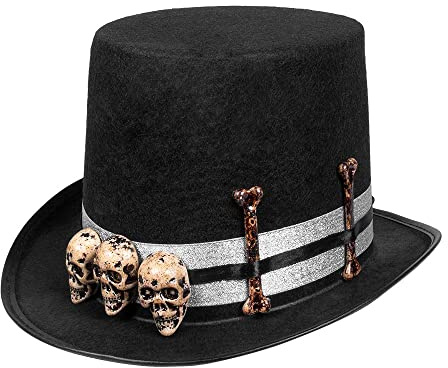 Boland 72237 - Teschio cilindrico, cappello, teschio master, steampunk, voodoo, copricapo, accessorio, Halloween, carnevale, festa a tema