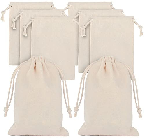 Aucuu 25pcs Petits Sachet Coton, 10x15cm Sacs en Tissu avec Cordon de Serrage, Sac Toile de Jute Réutilisable, Pochon pour Lavande Faveur De Mariage Bijoux