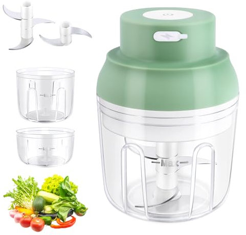 Elektrischer Zerkleinerer, 250ml Multizerkleinerer Knoblauchpresse , Kabellose Mini Zwiebelschneider Wiederaufladbarer Für Gemüse Obst Zwiebeln