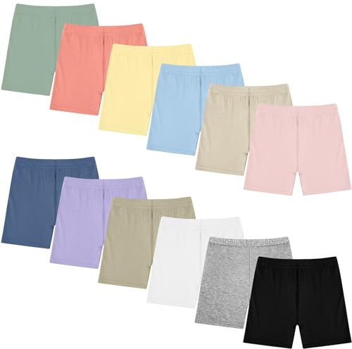 Boyiee 12 Pack Girls Shorts Toddler Bike Shorts Biker Kid Dance Gymnastics Yoga Gym Safety Active Under Dress Pants(2-3 Years,Soft Color)