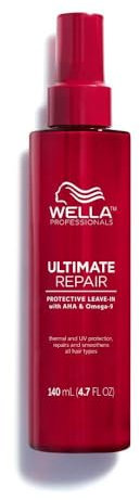 Wella Professionals Ultimate Repair Protective Leave-In Lotion, Visibly Repairs Bleack and Heat-Damaged Hair, with AHAs and Omega 9 to Rebuild and Strengthen, UV Protection For All Hair Types, 140ml