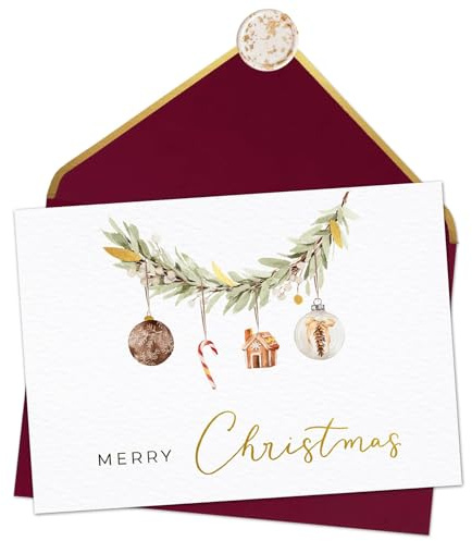 Joli Coon Carte Noël et de voeux avec enveloppe et cachet de cire - Merry Christmas - Carte de noël