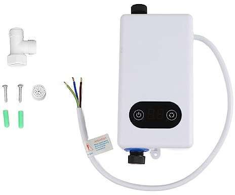 220V 3400W Tankless Electric Water Heater, Mini Hot Water Heater Safe Heating Energy Saving Water Heating Machine with Memory Function for Kitchen