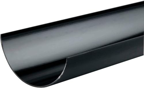Half Round Rainwater Gutter (Pack of 4) - Mini Shed Guttering with a Free Clip (Black, 1 metre)