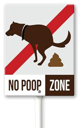 Geroclonup No Poop Zone Sign con palo in metallo 20,3 x 30,5 cm cartello da giardino in alluminio cartelli da giardino all'aperto per prato cortile decorazione da giardino, facile da installare
