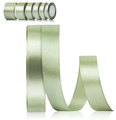 Foshird Slipband grönt 15 mm x 22 m satinband salviagrönt presentband bröllop polyesterband för pyssel dekorativa band för ballonger presentförpackning födelsedag gör-det-själv