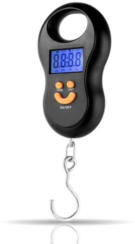 PARENCE.- Balance de Pêche Électronique Portable 40 kg – Crochet Digital avec Écran LCD Rétroéclairé | Précision 10g | TARE & HOLD | Crochet de Pesée Compact pour Pêcheurs)