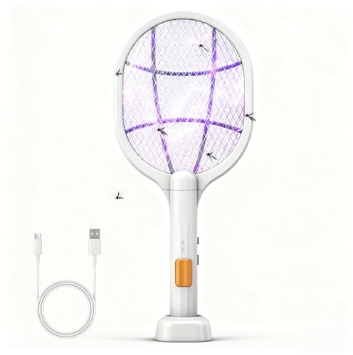 Sudnsadaks Anti Moustique, Raquette Electrique Insectes, Tue Mouche Electrique, Tapette Portable, Double Interrupteur pour Moustiques, Mouches, Volants, Efficace Contre Les Insectes
