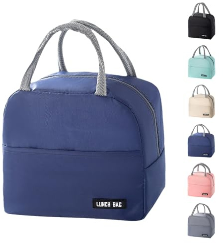 SUOXU Insulated Lunch Bag for Men Women Kids Cool Bag- Reusable Thermal Food Bag with Leak-Proof Liner, Cooler Tote for Work, School, Picnic & Travel (Navy blue-5L)