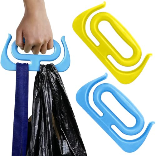 JEYORZY 2 Pezzi Supporto per Maniglia per Borsa della Spesa, Manici per Borsa, Spesa Maniglia del Sacchetto- Multiuso - Porta della Spesa da Supporto per Maniglia per Borsa della Spesa, Blu + Giallo